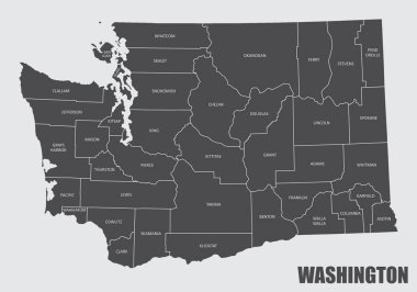 Etiketli Washington State County Haritası