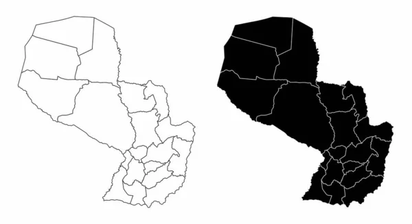 Mapas Das Regiões Paraguaias Preto Branco — Vetor de Stock