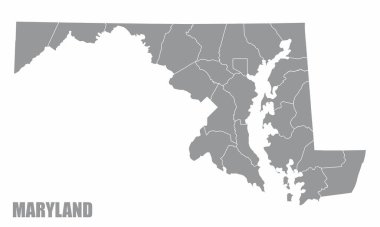 Maryland Eyalet Haritası beyaz arka planda izole edildi
