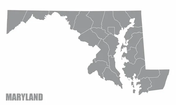 Maryland State County Map Απομονώνεται Λευκό Φόντο — Διανυσματικό Αρχείο