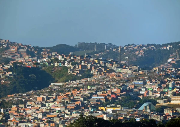 Simple houses on the hills in Maua city, Brazil