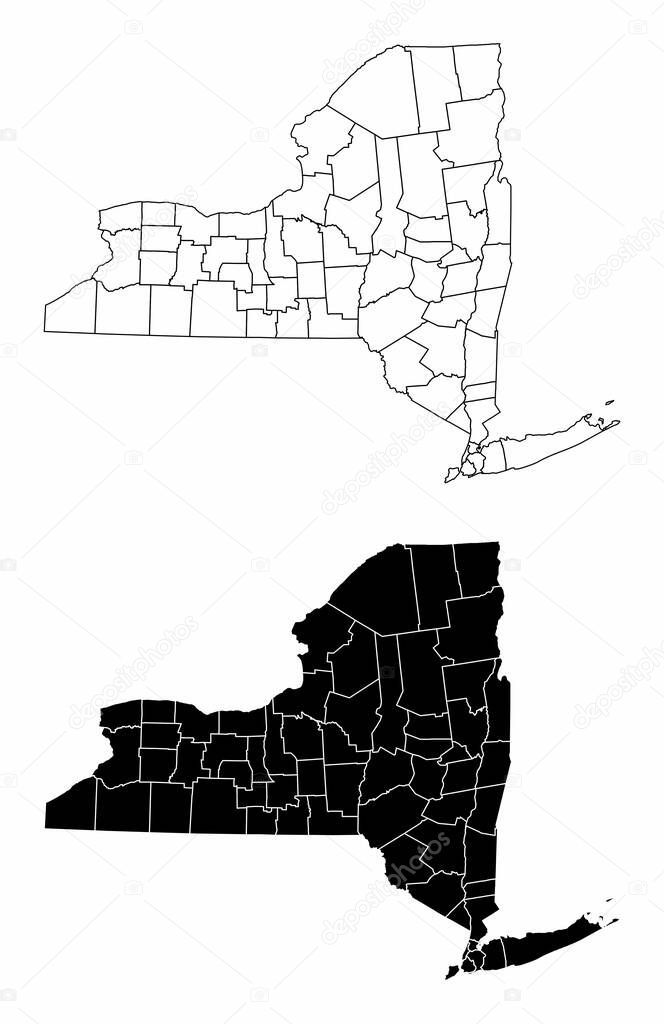 The black and white New York State County Maps