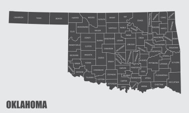 Etiketli Oklahoma eyalet haritası