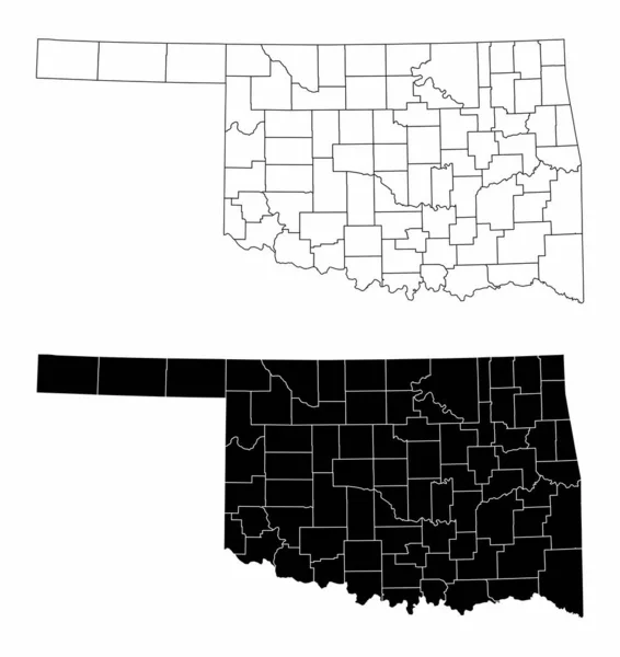 Zwart Witte Oklahoma State County Maps — Stockvector