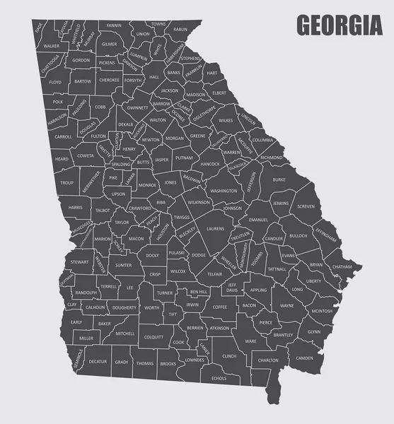 Mapa Condado Estado Geórgia Com Etiquetas — Vetor de Stock
