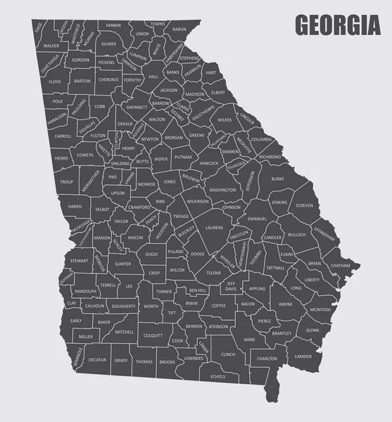 Georgia State County Map Met Labels — Stockvector