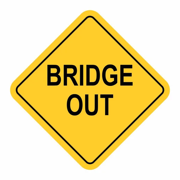 Bridge Out Traffic Sign Geïsoleerd Witte Achtergrond — Stockvector