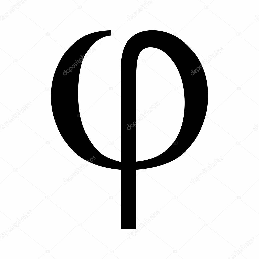 Phi greek letter icon on white background