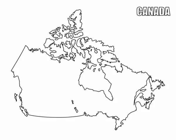 Canadá Mapa Contorno Negro Sobre Fondo Blanco — Vector de stock