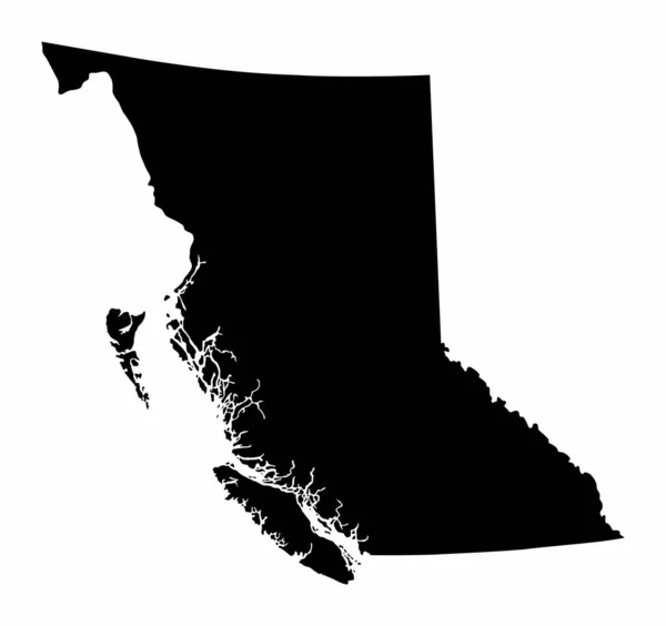 Mapa da silhueta escura da província de British Columbia —  Vetores de Stock