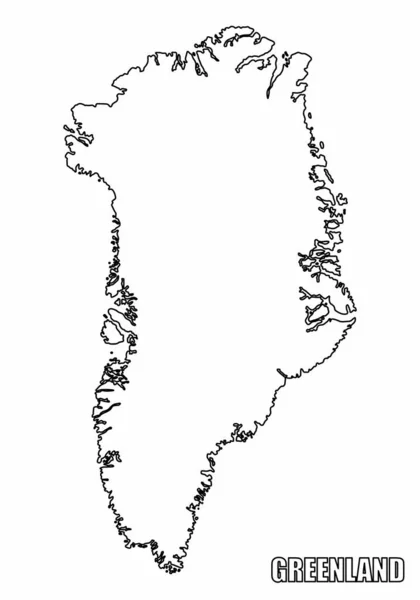 Mapa Del Contorno Groenlandia Aislado Sobre Fondo Blanco — Vector de stock