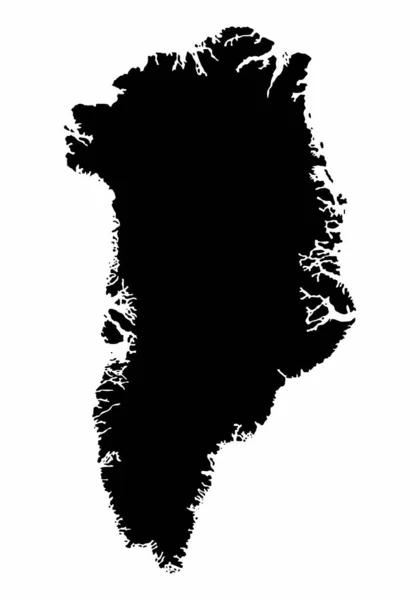 Greenland Dark Silhouette Map Isolated White Background — Stock Vector