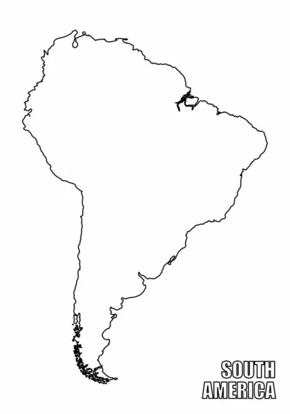 South America Outline Map Isolated White Background — Stock Vector