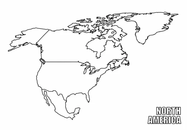 Kuzey Amerika Haritası Beyaz Arkaplanda Izole Edilmiş — Stok Vektör