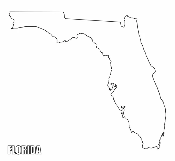 Mapa Contorno Del Estado Florida Aislado Sobre Fondo Blanco — Vector de stock