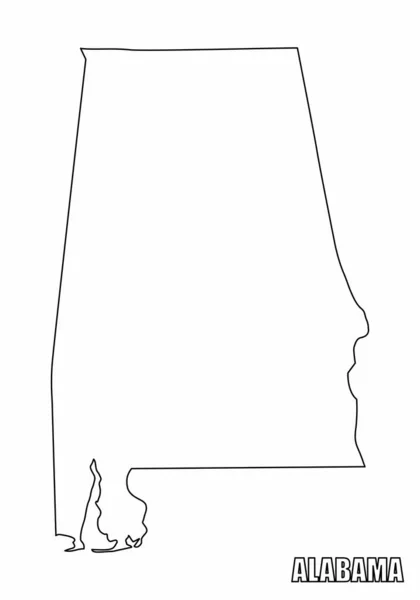 Mapa Contorno Estado Alabama Isolado Sobre Fundo Branco — Vetor de Stock