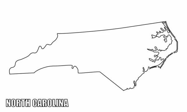 Mapa Contorno Estado Carolina Norte Isolado Sobre Fundo Branco — Vetor de Stock
