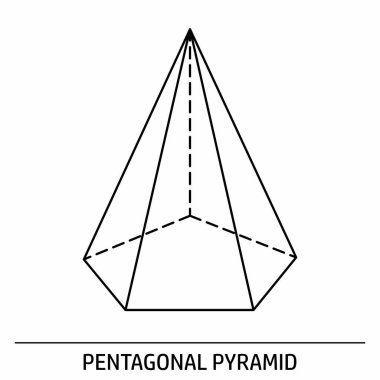 Beyaz arkaplanda Pentagonal Piramit ana hatları simgesi
