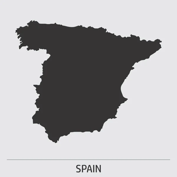 灰色の背景にスペインの暗いシルエット地図のアイコン — ストックベクタ