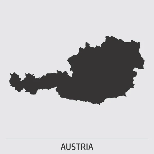 Austria Ciemna Sylwetka Mapa Ikona Szarym Tle — Wektor stockowy