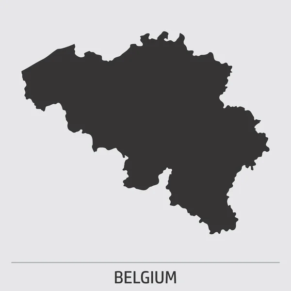 Belgie Tmavá Silueta Mapa Ikona Šedém Pozadí — Stockový vektor