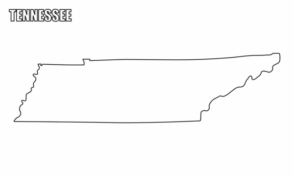 Die Umrisskarte Des Staates Tennessee Isoliert Auf Weißem Hintergrund — Stockvektor