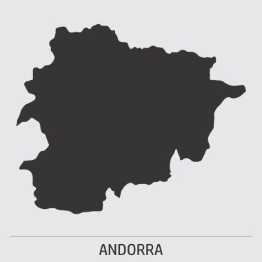 Gri arkaplanda Andorra koyu siluet harita simgesi