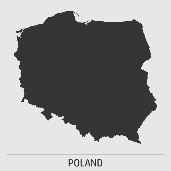 Pologne Icône Carte Silhouette Sombre Sur Fond Gris — Image vectorielle