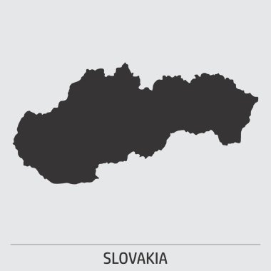 Gri arkaplanda Slovakya koyu siluet harita simgesi