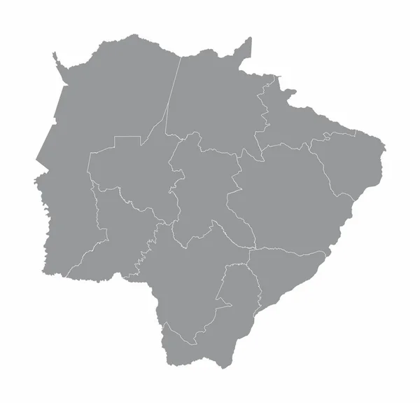 Carte Des Régions Mato Grosso Sul State Sur Fond Blanc — Image vectorielle