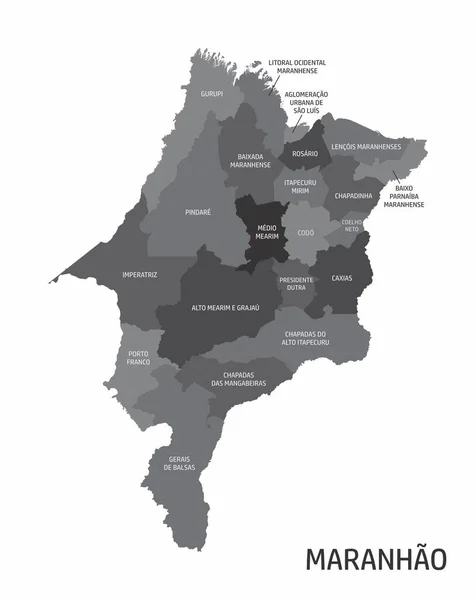Mapa Las Regiones Del Estado Maranhao Con Etiquetas Sobre Fondo — Vector de stock