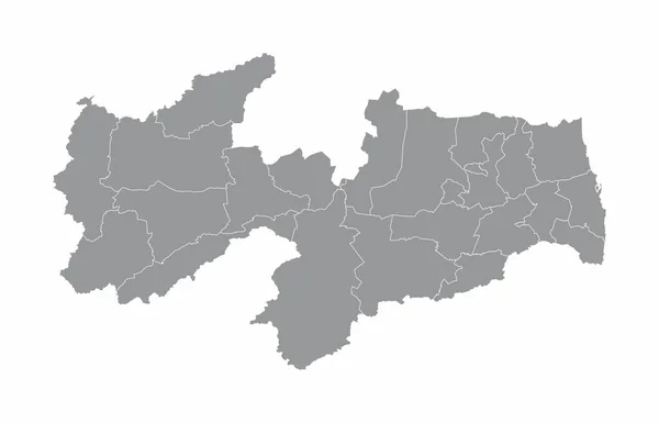 Mapa Das Regiões Estado Paraíba Sobre Fundo Branco Brasil —  Vetores de Stock