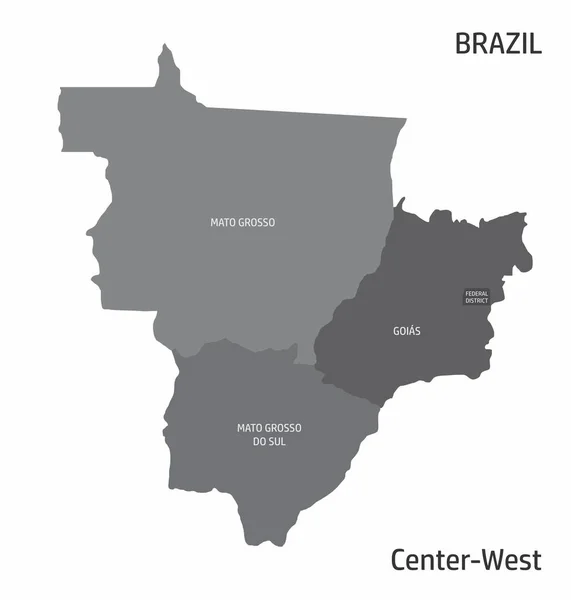 Mapa da Região Centro-Oeste do Brasil —  Vetores de Stock