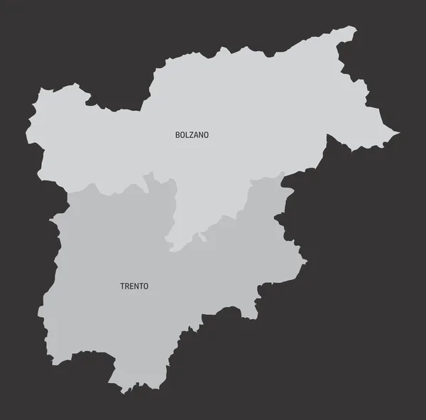 Peta wilayah Trentino-Alto Adige - Stok Vektor