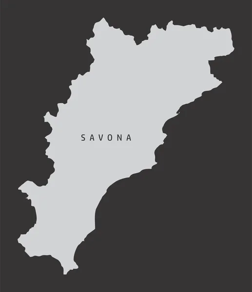 Mapa Silueta Gris Provincia Savona Aislado Sobre Fondo Oscuro Italia — Vector de stock