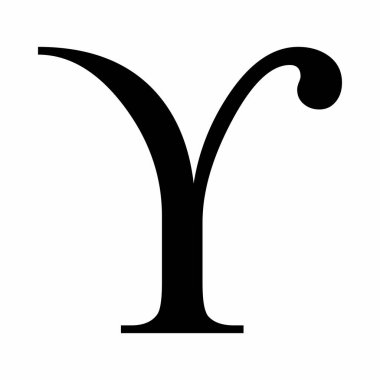 Beyaz arkaplan üzerine kanca ile Upsilon Yunanca harf