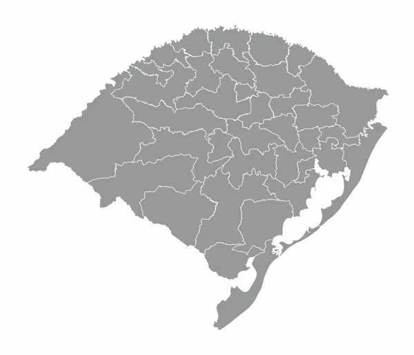 Etat Rio Grande Sul Divisé Régions Isolées Sur Fond Blanc — Image vectorielle