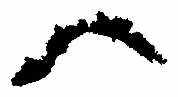 Liguria Region Dark Silhouette Map Isolated White Background Italy — Stock Vector