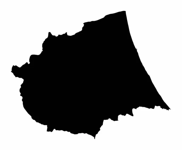 Teramo Provinsen Mörk Siluett Karta Isolerad Vit Bakgrund Italien — Stock vektor