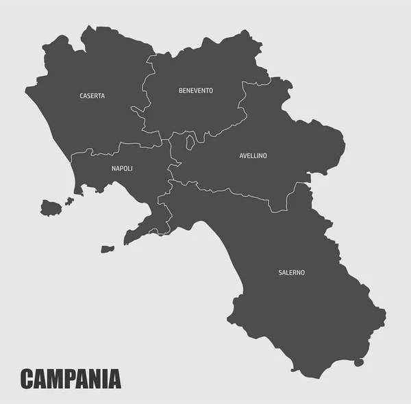 Mapa Región Campania Dividido Provincias Con Etiquetas Italia — Vector de stock