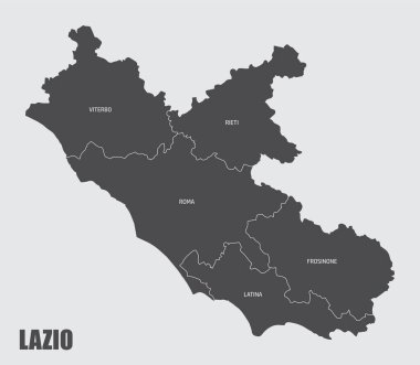 Lazio bölge haritası, İtalya 'da etiketli illerde ikiye bölündü