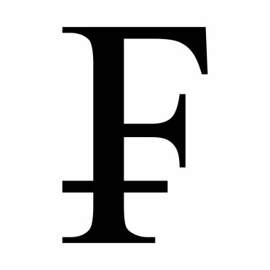 Fransız Frangı para birimi sembolü beyaz arkaplanda izole