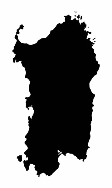 在白色背景下孤立的撒丁岛地区黑暗轮廓图 意大利 — 图库矢量图片