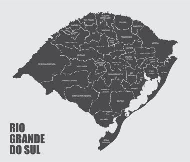 Rio Grande do Sul State regions map clipart