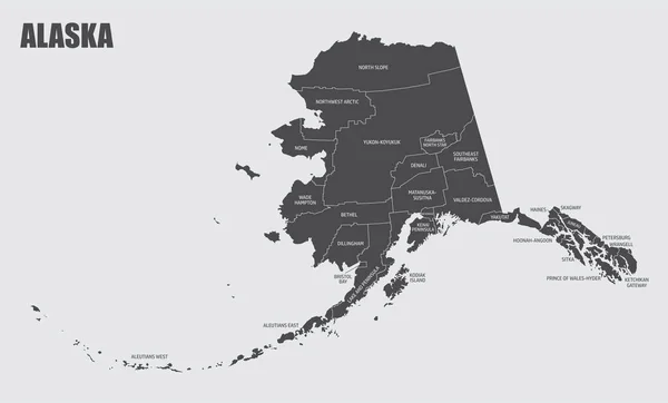 Mapa hrabstw Alaska — Wektor stockowy