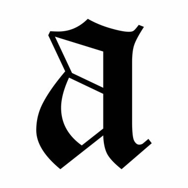 Beyaz arkaplanda izole edilmiş eski İngilizce Küçük A harfi