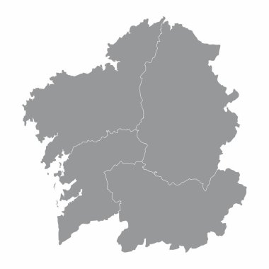 The Galicia region map divided in provinces, Spain clipart
