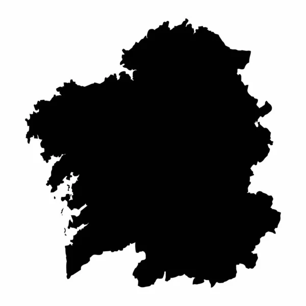 Galicia Region Dark Silhouette Map Isolated White Background Spain — Stock Vector