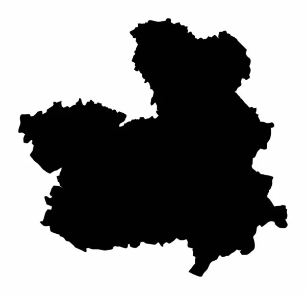 Kastilien Mancha Regionen Mörk Siluett Karta Isolerad Vit Bakgrund Spanien — Stock vektor