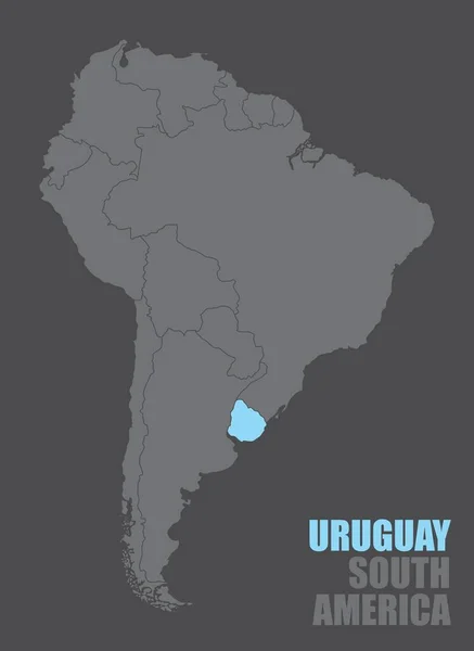 South America Map Highlighted Uruguay — Stock Vector